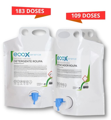 [2022.94] Pack Detergente e Amaciador Flores Ecológico Roupa 2,5l